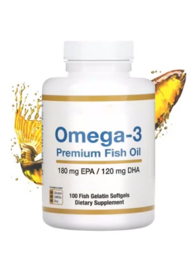 أوميغا ✨تركيبة مركزة من زيت السمك عالي الجودة أوميغا 3 مع حمضي EPA و DHA لتحسين مستويات الدهون في الدم ودعم المناعة – خالية من الغلوتين، 100 كبسولة هلامية من جيلاتين السمك - Image 1